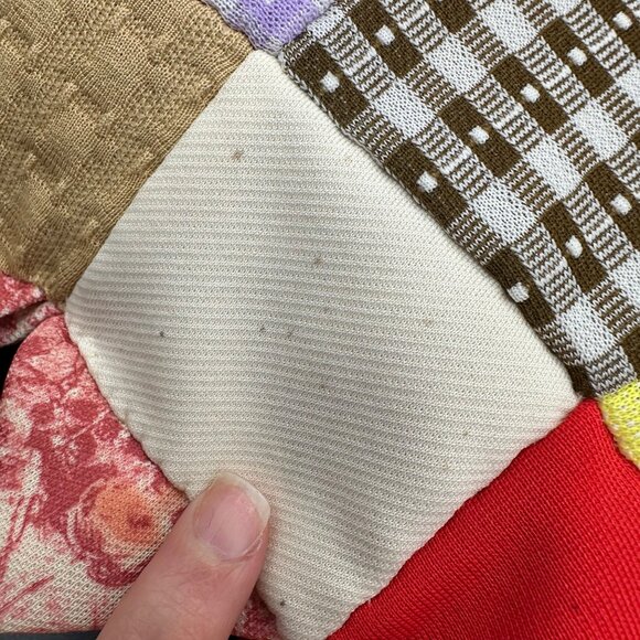 Vintage Throw Pillows Handmade Patchwork Rainbow Polyester Knit Set Of 2 Retro - Picture 5 of 9